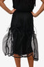 Annette Gortz Black Midi Skirt With Mesh Overlay and Drawstring Detail Est. Size L