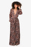 L'Agence Brown Patterned Belted Jumpsuit Size 6