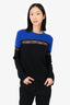 Red Valentino Black/Blue Wool Ribbed Lace Detail Sweater Size S