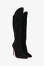 Christian Louboutin Black Suede Crystal Embellished 100 Boots Size 38