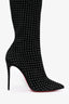 Christian Louboutin Black Suede Crystal Embellished 100 Boots Size 38