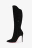 Christian Louboutin Black Suede Crystal Embellished 100 Boots Size 38