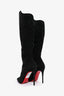 Christian Louboutin Black Suede Crystal Embellished 100 Boots Size 38