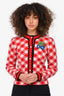 Gucci Red Wool Patterned Strawberry Embroidered Cardigan Size 12 Kids