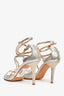 Jimmy Choo Silver Metallic Strappy Open Toe Heels Size 39