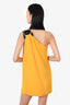 Gucci Yellow/Black Silk One-Shoulder Buckle Mini Dress Size 42