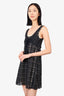 Pre-Loved Chanel™ 2006 Black Silk/Cotton Checkered Tie-Front Babydoll Dress Size 34