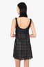 Pre-Loved Chanel™ 2006 Black Silk/Cotton Checkered Tie-Front Babydoll Dress Size 34