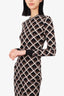 Fendi Black/Brown Knit All-Over Zucca Print Dress Size 40