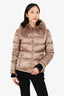 Prada Sport Iridescent Brown Fox Fur Collar Down Jacket Size 42