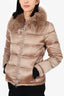 Prada Sport Iridescent Brown Fox Fur Collar Down Jacket Size 42