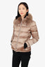 Prada Sport Iridescent Brown Fox Fur Collar Down Jacket Size 42