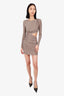 Self-Portrait Grey Rhinestone Embellished Cut-out Mini Dress Size 2