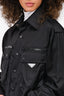 Prada Black Nylon Logo Plaque Pocket Bomber Jacket Size S