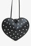 Alaia Black Leather Diamante Embellished Heart Shaped Bag