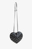 Alaia Black Leather Diamante Embellished Heart Shaped Bag