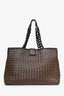 Bottega Veneta Brown/Black Intrecciato Leather Chain Tote