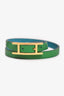 Hermès Green/Blue Leather 'Behapi Double Tour' Reversible Bracelet Size S