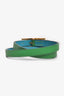 Hermès Green/Blue Leather 'Behapi Double Tour' Reversible Bracelet Size S