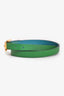 Hermès Green/Blue Leather 'Behapi Double Tour' Reversible Bracelet Size S