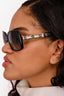 Pre-Loved Chanel™ Black Leather Silver Chain Sides Sunglasses