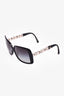 Pre-Loved Chanel™ Black Leather Silver Chain Sides Sunglasses