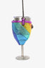 Kurt Geiger Rainbow Leather Portable Wine Glass Holder with Chain