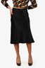 St. John Couture Black Satin Midi Skirt Size 4