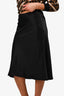 St. John Couture Black Satin Midi Skirt Size 4