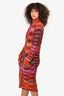 Missoni Red Scalloped Knit Long Cardigan Dress Estimated Size M/L