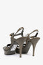 Saint Laurent Army Green Patent Leather Tribute Platform Sandals Size 41.5