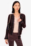 Chanel 05A Burgundy Metallic Cashmere/Wool Tweed Knit Cardigan Size 36