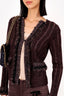 Chanel 05A Burgundy Metallic Cashmere/Wool Tweed Knit Cardigan Size 36