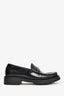 Saint Laurent Black Leather Logo Loafer Size 35