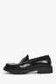 Saint Laurent Black Leather Logo Loafer Size 35