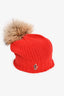 Moncler Red Knitted/Fur Beanie