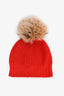 Moncler Red Knitted/Fur Beanie