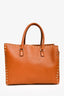 Valentino Brown Leather Rockstud Tote Bag