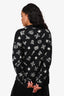 Saint Laurent 2018 Black/White Wool Horoscope Patterned Cardigan Size S