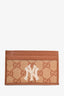 Gucci Limited Edition Brown Leather/Monogram Canvas 'New York Yankees' Card Holder