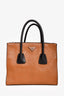 Prada Brown/Black Leather Bicolour Twin Pocket Top Handle with Strap