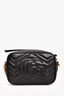 Gucci Black Chevron Leather Mini Marmont Camera Crossbody