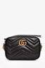 Gucci Black Chevron Leather Mini Marmont Camera Crossbody