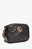 Gucci Black Chevron Leather Mini Marmont Camera Crossbody