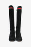 Gucci Black Suede Web Accent Knee High Heeled Boots Size 37