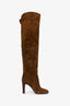 Saint Laurent Brown Suede Heeled Over The Knee Boots Size 37