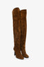 Saint Laurent Brown Suede Heeled Over The Knee Boots Size 37