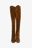 Saint Laurent Brown Suede Heeled Over The Knee Boots Size 37