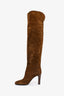 Saint Laurent Brown Suede Heeled Over The Knee Boots Size 37