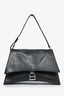 Balenciaga Black Leather Medium Crush Shoulder Bag